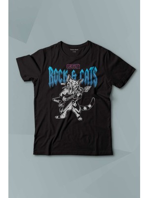 Kendim Seçtim Meowtallica Rock Cat Metallica Gitar Kedi Kısa Kollu Baskılı T-Shirt Çocuk Tişört