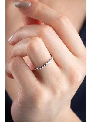 Silvano Jewelry 925 Ayar Gümüş Trio Taşlı Yüzük