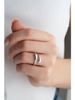 Silvano Jewelry 925 Ayar Gümüş Sarılan El Ayarlanabilir Yüzük