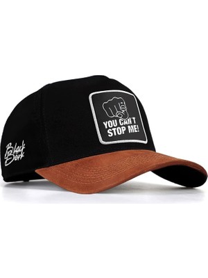 Black Börk Blackbörk V1 Baseball You Can't Stop Me - 2 Kod Logolu Unisex Siyah-Camel Siperli Şapka (Cap)