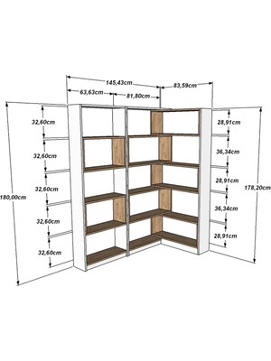 3G Tasarım Köşe Kitaplık Kutulu