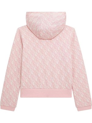 Guess Kadın Kapüşonlu Logolu Pembe Sweatshirt