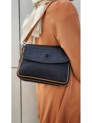 Just Polo Kadın Iki Askılı 6 Bölmeli Omuz ve Çapraz Çantası JP4063TM JP4063TM Siyah Taba