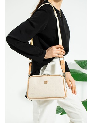 Just Polo Kadın Krem Iki Askılı 3 Bölmeli Omuz ve Çapraz Çantası JPS2185 Krem