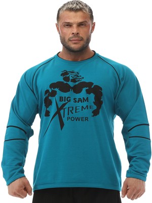 Big Sam Mavi Kışlık Pamuklu Sweatshirt Big Sam 4670