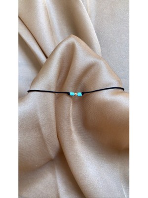 Mamba Gold 14 Ayar Altın Tek Dorika Toplu Mavi Boncuklu Bilezik