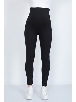 Ways Siyah Yüksek Bel Ayarlanabilir Hamile Taytı %90 Polyester Konforlu Kumaş ile