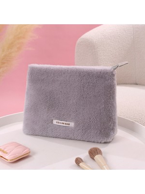Peluş Makyaj ve Kozmetik Eşya Taşıma Çantası Geniş Hacimli Çanta Organizer