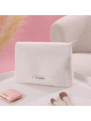 Peluş Makyaj ve Kozmetik Eşya Taşıma Çantası Geniş Hacimli Çanta Organizer