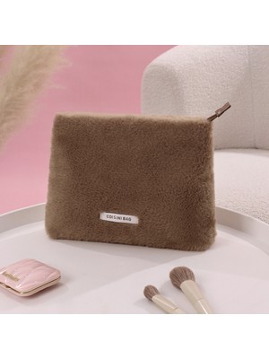 Peluş Makyaj ve Kozmetik Eşya Taşıma Çantası Geniş Hacimli Çanta Organizer
