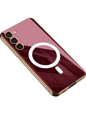 ZORE Samsung Galaxy S23 Plus Uyumlu Kılıf Wireless Şarj Özellikli Kenarları Elektroplating Kaplama Aynalı Kent Kapak, Ko