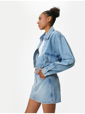 Koton Mini Kot Şort Etek Slim Fit Düğmeli Cep Detaylı