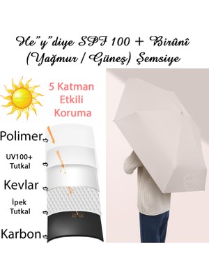 Heydiye Spf 99+ Birûnî  (Yağmur / Güneş) Özel Çantalı Şemsiye