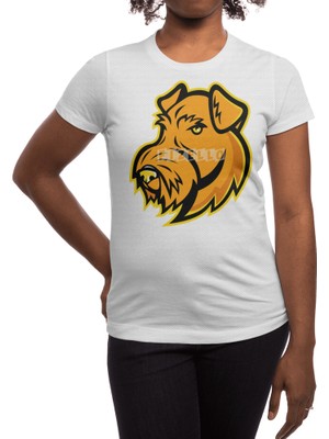 Fizello Airedale Terrier Dog Mascot Artwork Spor T-Shirt