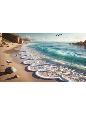 Venspor Doğal ve Sakin Plaj Manzarası ile Süslenmiş Deniz Temalı Stüdyo Arka Planı 200 x 150 cm
