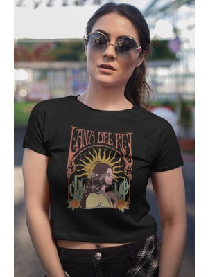Fuddy Moda Lana Del Rey Version 2 Baskılı Crop Top, Lana Del Rey Baskılı Crop Bluz