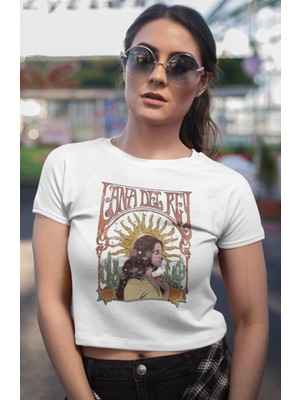 Fuddy Moda Lana Del Rey Version 2 Baskılı Crop Top, Lana Del Rey Baskılı Crop Bluz