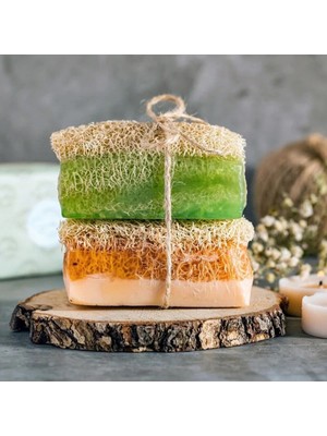 Modares Store Doğal El Yapı ML Kabak Lifli Aloe Vera & Eşek Sütlü Ballı 2'Li Sabun