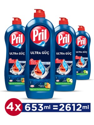 Pril Türkiye Serisi 653ml x 4 Adet (2 Adana Portakalı + 2 Amasya Elması Kokulu) Sıvı Bulaşık Deterjanı