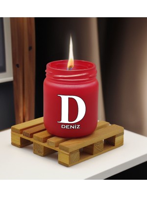Bk Gift Kişiye Özel Dtf Isimli Kırmızı Renkli Cam Kavanozda Kokulu Mum-2, Arkadaşa Hediye, Sevgiliye Hediye, Doğum Günü Hediyesi