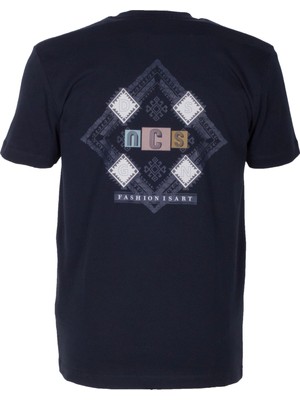Ncs Jeans Erkek Tişört Bisiklet Yaka Lacivert Slim Fit Baskılı T-Shirt Ncs Jeans 1297