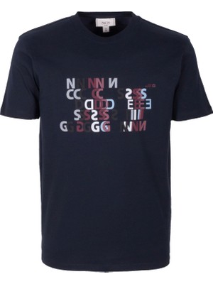 Ncs Jeans Erkek Tişört Bisiklet Yaka Lacivert Slim Fit Baskılı T-Shirt Ncs Jeans 1295