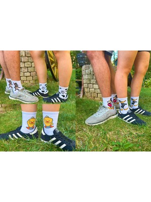 KBC Socks 6'lı Unisex Sevimli Pamuklu Desenli Soket Çorap Seti