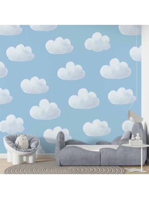 Duvar Kağıdı Baskı Bulut Desenli Çocuk Odası Duvar Kağıdı Baskı