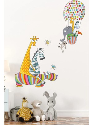 Kt Grup Komik Hipopotam ve Uçan Balon Ikili Çocuk Odası Duvar Sticker