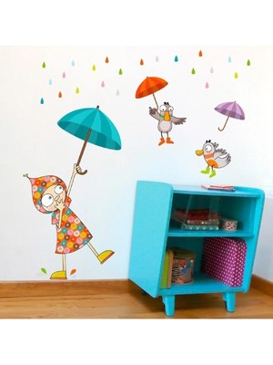 Kt Grup Yağmurlu Gün Çocuk Odası 100 Parça Duvar Sticker Seti