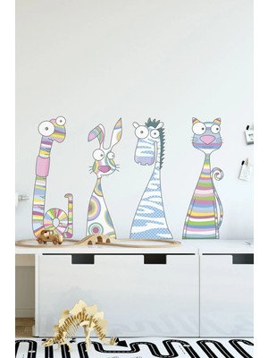 Kt Grup Komik Hayvanlar Çocuk Odası Duvar Sticker
