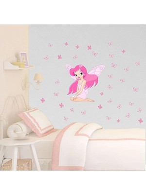 Kt Grup Kelebekli Peri Çocuk Odası 100 Parça Duvar Sticker Seti