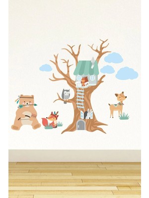 Kt Grup Orman Evi ve Arkadaşları Çocuk Odası 100 Parça Duvar Sticker Seti