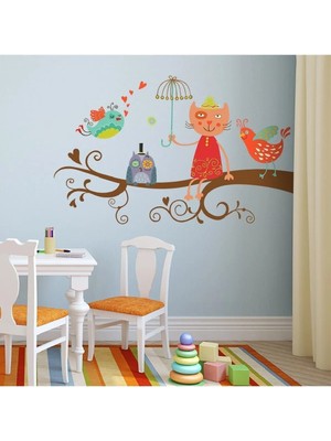 Kt Grup Kırçıl Baykuş ve Arkadaşları Çocuk Odası 100 Parça Duvar Sticker Seti