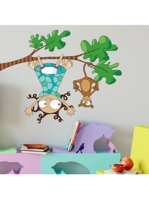 Kt Grup Yaramaz Kız ve Maymun Çocuk Odası Duvar Sticker