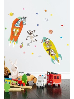 Kt Grup Çılgın Uzaylı Arkadaşlar Çocuk Odası 100 Parça Duvar Sticker Seti