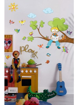 Kt Grup Kitap Okuyan Akıllı Çocuk 100 Parça Duvar Sticker Seti