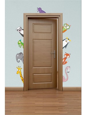 Kt Grup Hipopotam, Baykuş, Penguen, Tilki, Kuğu, Zürafa, Fil, Bukalemun, Panda Kapı Yanı Duvar Sticker