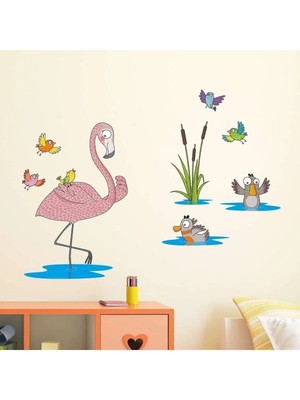 Kt Grup Flamingo Ormanı Çocuk Odası 100 Parça Duvar Sticker Seti