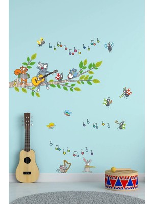 Kt Grup Kedi ve Orkestrası Çocuk Odası 100 Parça Sticker Seti