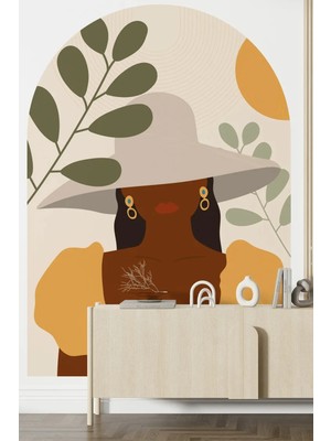 Kt Grup Sanatsal Siyahi Kadın Boho Kemer Arch Modern Duvar Sticker