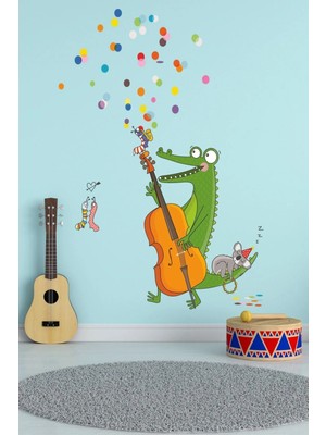 Kt Grup Şirin Timsah ve Müzik Orkestrası Çocuk Odası 100 Parça Duvar Sticker Seti