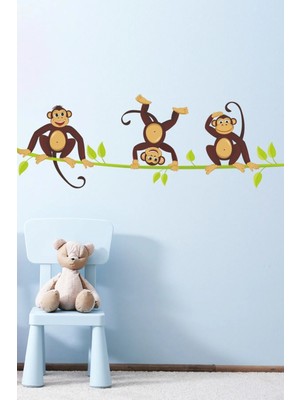 Kt Grup 3 Maymun Kardeş Çocuk Odası Duvar Sticker