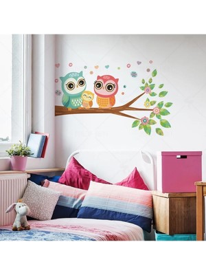 Kt Grup Baykuş Ailesi Çocuk Odası 100 Parça Duvar Sticker Seti