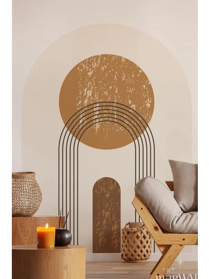 Kt Grup Boho Gün Batımı ve Gökkuşağı Kemer Arch Minimal Duvar Sticker