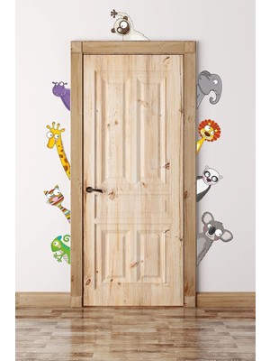 Kt Grup Maymun,fil,aslan, Panda, Koala, Bukalemun, Kedi, Zürafa, Hipopotam Kapı Yanı Duvar Sticker