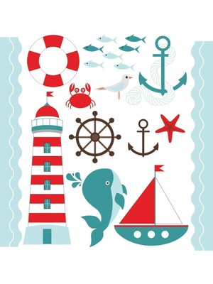 Kt Grup Denizci Çocuk Odası 100 Parça Duvar Sticker Seti