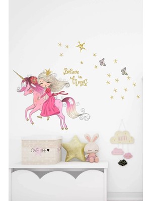 Kt Grup Sihre Inan Unicorn Çocuk Odası 100 Parça Duvar Sticker Seti