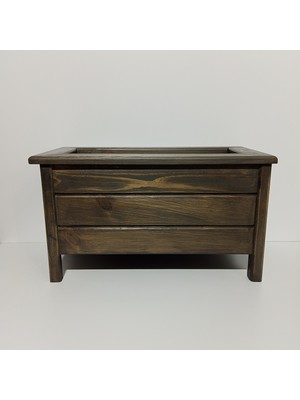 Evmodo Ahşap Saksı Dış Mekan Çiçeklik Ahşap Dekoratif Saksılık Antik Ceviz