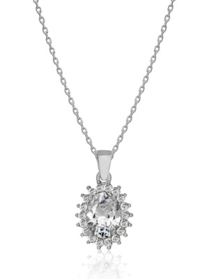 Silveranka 925 Ayar Gümüş Oval Taşlı Anturaj Kolye